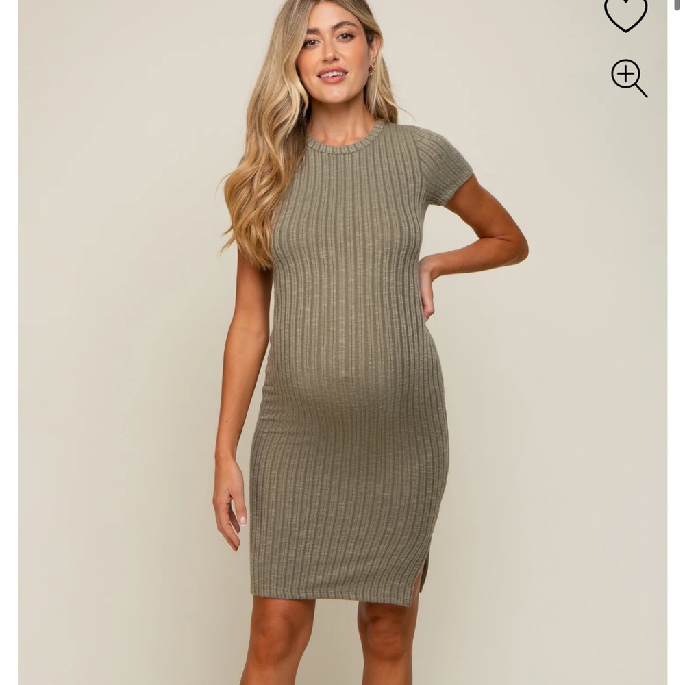 Light Olive Ribbed Fitted Dress